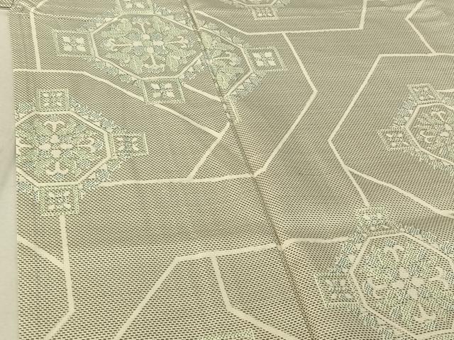 平和屋着物▽上質な紬　単衣　蜀江花文　正絹　逸品　AABE6881jh