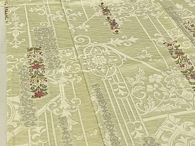 平和屋着物▽上質な小紋 単衣 草花文 金彩 正絹 逸品 AABE6885jh