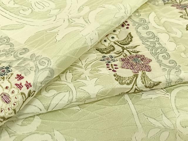 平和屋着物▽上質な小紋 単衣 草花文 金彩 正絹 逸品 AABE6885jh