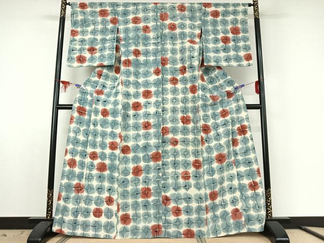 平和屋着物▽上質な小紋　単衣　格子　正絹　逸品　AABE6886jh 平和屋着物▽上質な小紋 単衣 格子 正絹 逸品 AABE6886jh