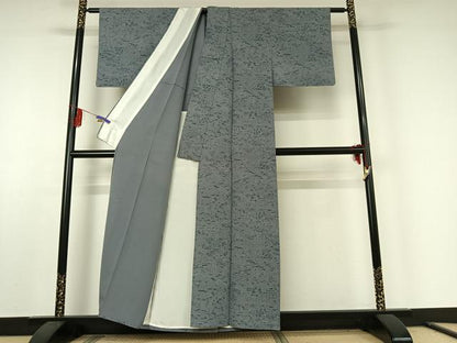 平和屋着物▽上質な小紋 単衣 風景花文 正絹 逸品 AABE6889jh