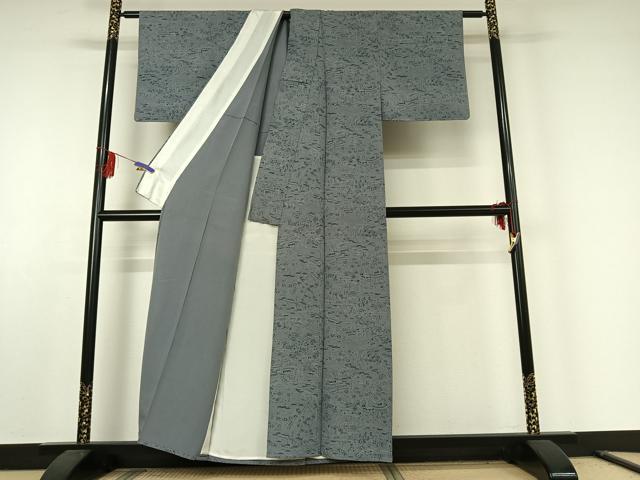 平和屋着物▽上質な小紋 単衣 風景花文 正絹 逸品 AABE6889jh