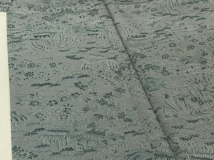 平和屋着物▽上質な小紋 単衣 風景花文 正絹 逸品 AABE6889jh