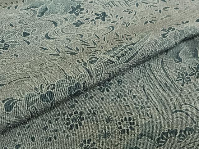 平和屋着物▽上質な小紋 単衣 風景花文 正絹 逸品 AABE6889jh