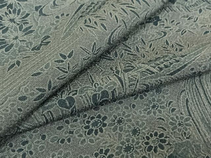 平和屋着物▽上質な小紋 単衣 風景花文 正絹 逸品 AABE6889jh