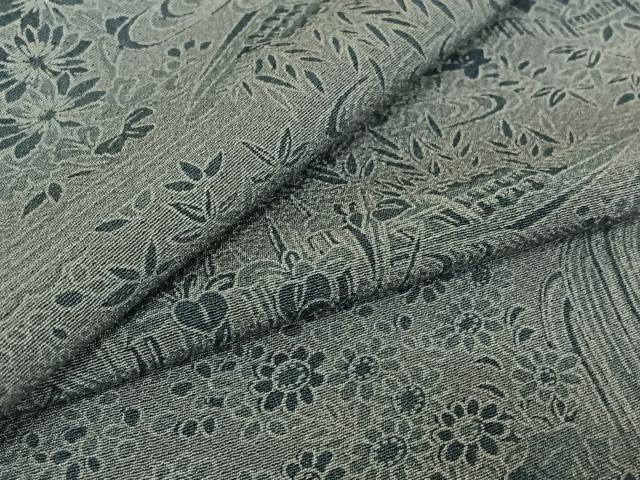 平和屋着物▽上質な小紋 単衣 風景花文 正絹 逸品 AABE6889jh