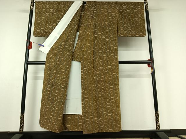 平和屋着物▽上質な紬 単衣 琉球絣文様 正絹 逸品 AABE6890jh