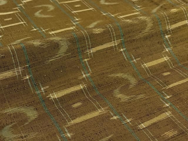 平和屋着物▽上質な紬 単衣 琉球絣文様 正絹 逸品 AABE6890jh