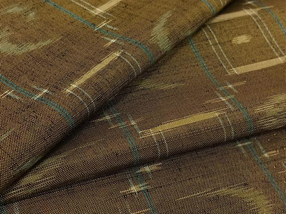 平和屋着物▽上質な紬 単衣 琉球絣文様 正絹 逸品 AABE6890jh