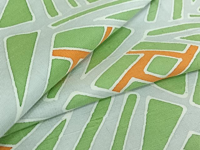 平和屋着物▽上質な小紋 単衣 紬地 幾何学文様 おく田謹製 正絹 逸品 AABE6895jh