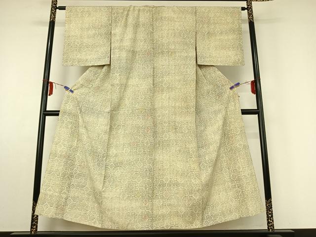 平和屋着物▽上質な小紋　単衣　七宝花文　正絹　逸品　AABE6896jh 平和屋着物▽上質な小紋 単衣 七宝花文 正絹 逸品 AABE6896jh