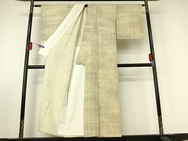 平和屋着物▽上質な小紋 単衣 七宝花文 正絹 逸品 AABE6896jh