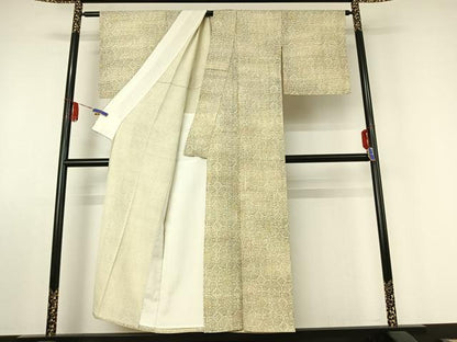 平和屋着物▽上質な小紋 単衣 七宝花文 正絹 逸品 AABE6896jh
