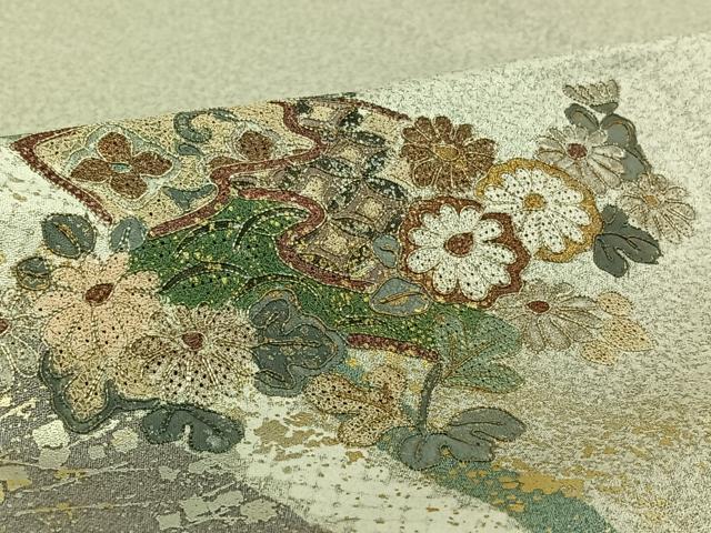 平和屋着物▽訪問着 単衣 中国三大刺繍 スワトウ刺繍 汕頭刺繍 地紙吉祥花文 金銀彩 金糸 正絹 逸品 AABE6897jh