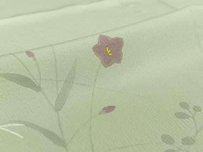 平和屋着物▽訪問着　単衣　手描き　草花文　暈し染め　正絹　逸品　AABE6898jh