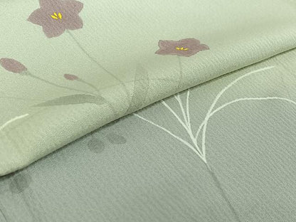 平和屋着物▽訪問着　単衣　手描き　草花文　暈し染め　正絹　逸品　AABE6898jh