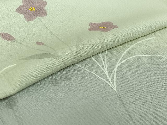 平和屋着物▽訪問着　単衣　手描き　草花文　暈し染め　正絹　逸品　AABE6898jh