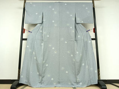 平和屋着物▽上質な小紋 単衣 舞花文 正絹 逸品 AABE6899jh