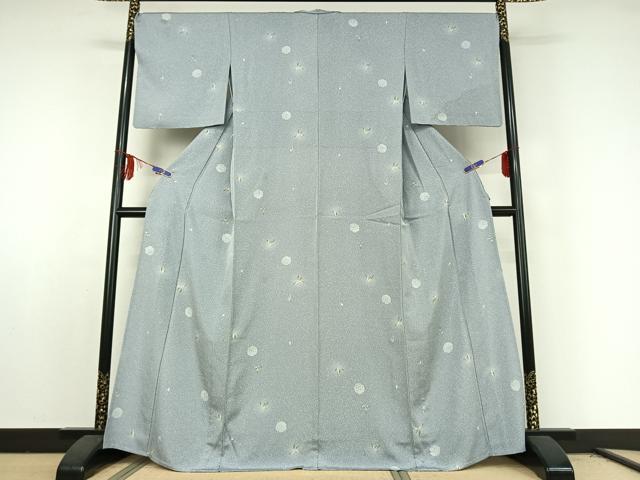 平和屋着物▽上質な小紋 単衣 舞花文 正絹 逸品 AABE6899jh