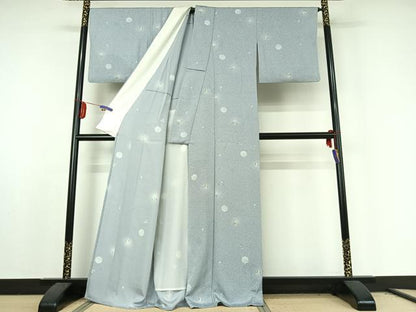 平和屋着物▽上質な小紋 単衣 舞花文 正絹 逸品 AABE6899jh