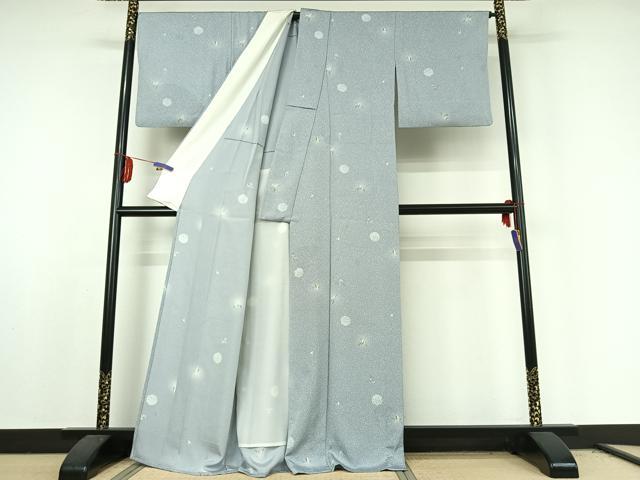 平和屋着物▽上質な小紋 単衣 舞花文 正絹 逸品 AABE6899jh