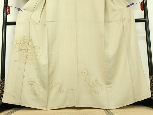 平和屋着物▽訪問着 単衣 駒刺繍 立波文 金彩 正絹 逸品 AABE6900jh