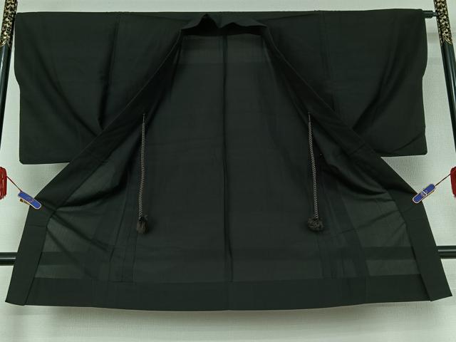 平和屋着物▽男性　長羽織　暗黒色　黒地　正絹　逸品　AABE6903jh 平和屋着物▽男性 羽織 スリーシーズン 春夏秋 塵除け 暗黒色 黒地