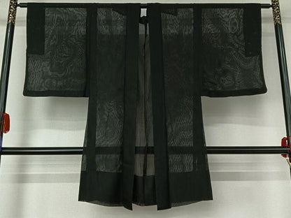 平和屋着物▽男性 長羽織 スリーシーズン 春夏秋 塵除け 暗黒色 正絹 逸品 AABE6904jh