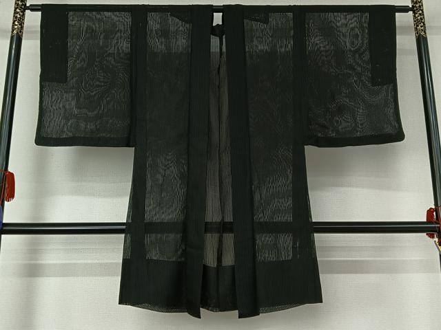平和屋着物▽男性 長羽織 スリーシーズン 春夏秋 塵除け 暗黒色 正絹 逸品 AABE6904jh