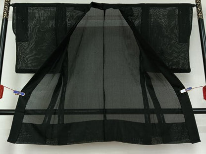 平和屋着物▽男性 長羽織 スリーシーズン 春夏秋 塵除け 暗黒色 正絹 逸品 AABE6904jh