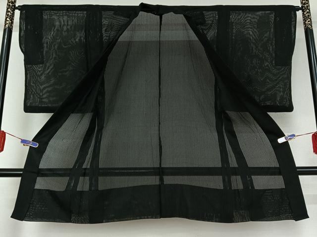 平和屋着物▽男性 長羽織 スリーシーズン 春夏秋 塵除け 暗黒色 正絹 逸品 AABE6904jh