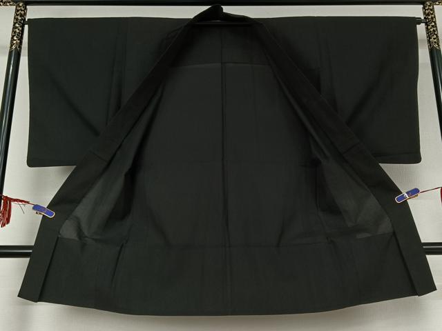 平和屋着物▽男性　長羽織　暗黒色　正絹　逸品　AABE6905jh