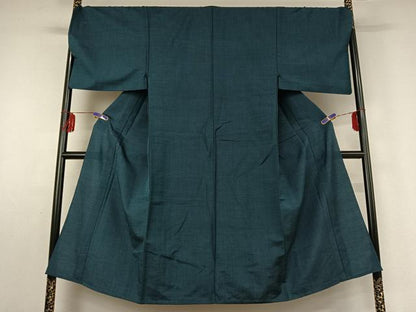 平和屋着物▽男性 小紋 単衣 格子 キングサイズ ウール 逸品 AABE6906jh