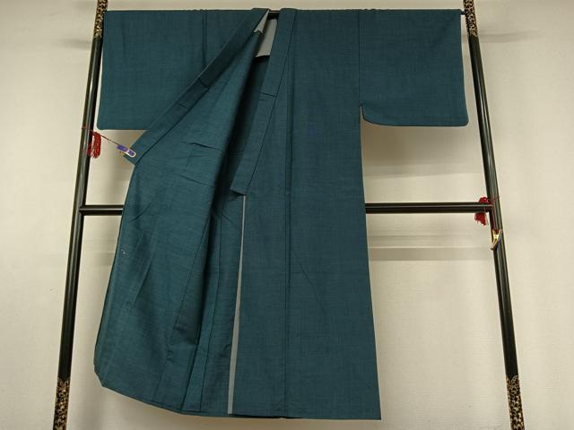 平和屋着物▽男性 小紋 単衣 格子 キングサイズ ウール 逸品 AABE6906jh