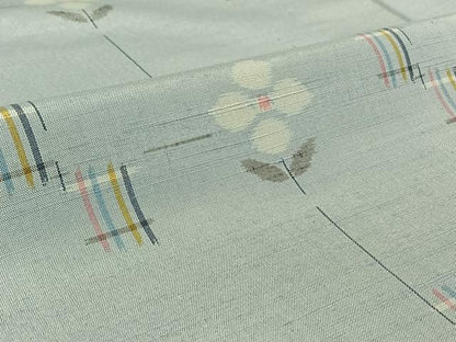 平和屋着物▽上質な紬 単衣 草花文 正絹 逸品 AABE6909jh