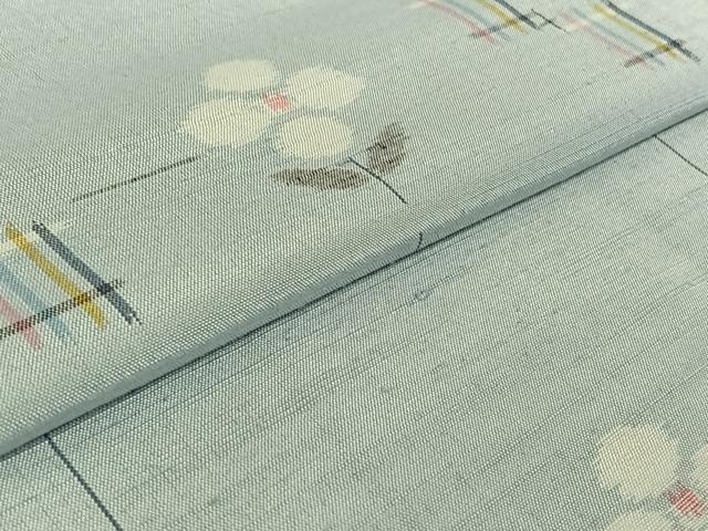 平和屋着物▽上質な紬 単衣 草花文 正絹 逸品 AABE6909jh