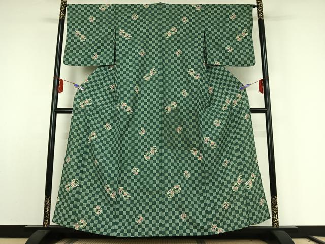 平和屋着物▽上質な小紋 単衣 花丸文 正絹 逸品 AABE6910jh
