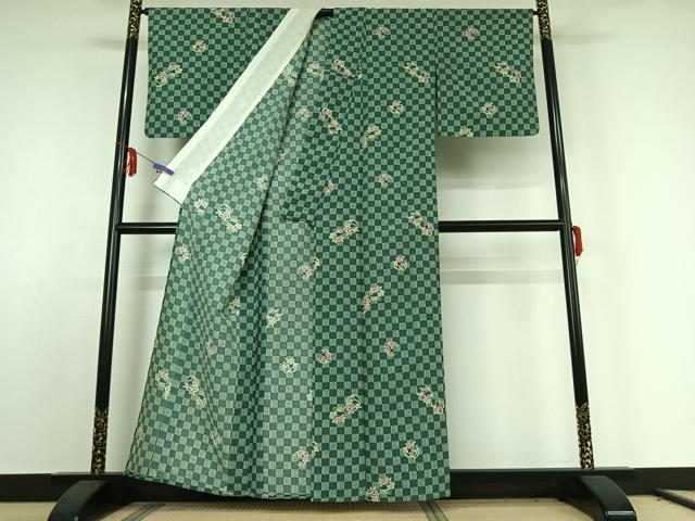 平和屋着物▽上質な小紋 単衣 花丸文 正絹 逸品 AABE6910jh
