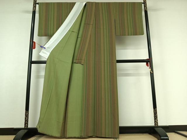平和屋着物▽上質な小紋　単衣　縞　正絹　逸品　AABE6911jh 平和屋着物▽上質な小紋 単衣 縞 正絹 逸品 AABE6911jhの通販 by 平和