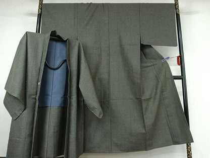 平和屋着物▽男性 紬 単衣 アンサンブル 霞文 高島屋扱い AABE6912jh