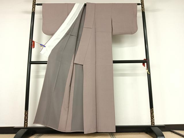 平和屋着物▽江戸小紋 彫士：住田双光・染士：服部光擴 単衣 万筋 古代紫色×白色 正絹 逸品 AABE6916jh