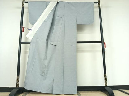 平和屋着物▽本塩沢 単衣 110亀甲 麻の葉文様 正絹 逸品 AABE6918jh