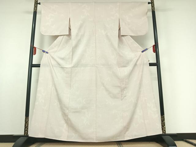 平和屋着物▽本塩沢 単衣 110亀甲 舞蝶文 正絹 逸品 AABE6919jh
