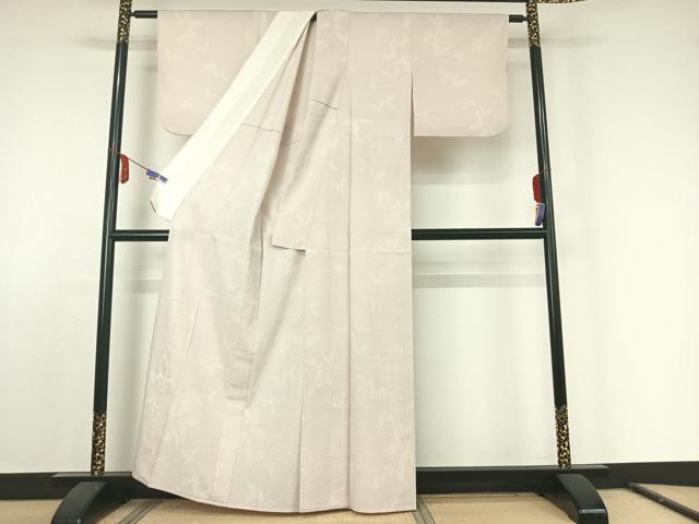 平和屋着物▽本塩沢 単衣 110亀甲 舞蝶文 正絹 逸品 AABE6919jh