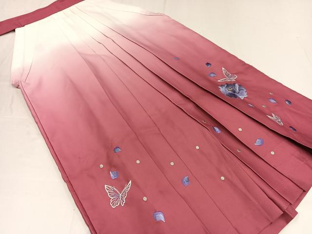 平和屋着物●女性　行灯袴　スザンヌプロデュース　Ashy　刺繍　花蝶文　暈し染め　洗える着物　AABE6926ph 平和屋着物○女性 行灯袴 スザンヌプロデュース Ashy 刺繍 花蝶文 暈し