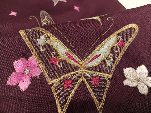 平和屋着物○女性 行灯袴 HM 花蝶文 洗える着物 AABE6928ph