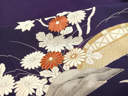 平和屋着物●訪問着　駒刺繍　御所時　鬼しぼ縮緬　正絹　逸品　AABE6931ph
