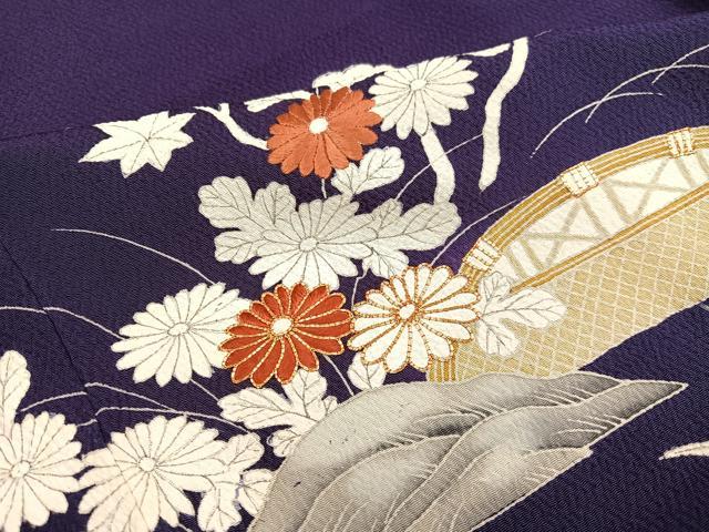 平和屋着物●訪問着　駒刺繍　御所時　鬼しぼ縮緬　正絹　逸品　AABE6931ph