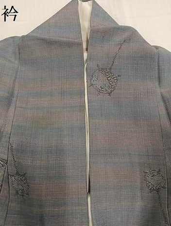 平和屋着物●小千谷紬　糸巻　反端付き　正絹　逸品　AABE6932ph