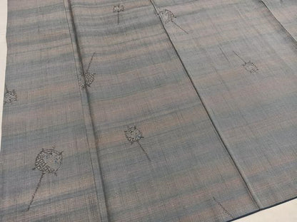 平和屋着物●小千谷紬　糸巻　反端付き　正絹　逸品　AABE6932ph